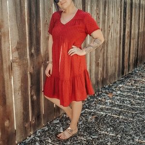 KNOX ROSE Brick Red Boho Summer Dress